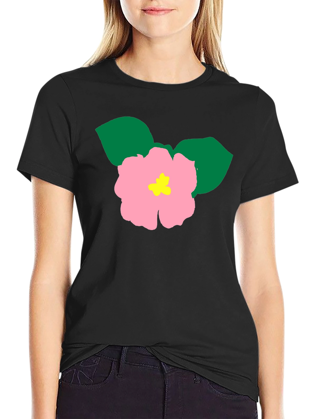 Floral Graphic Tee - Black Cotton Blend