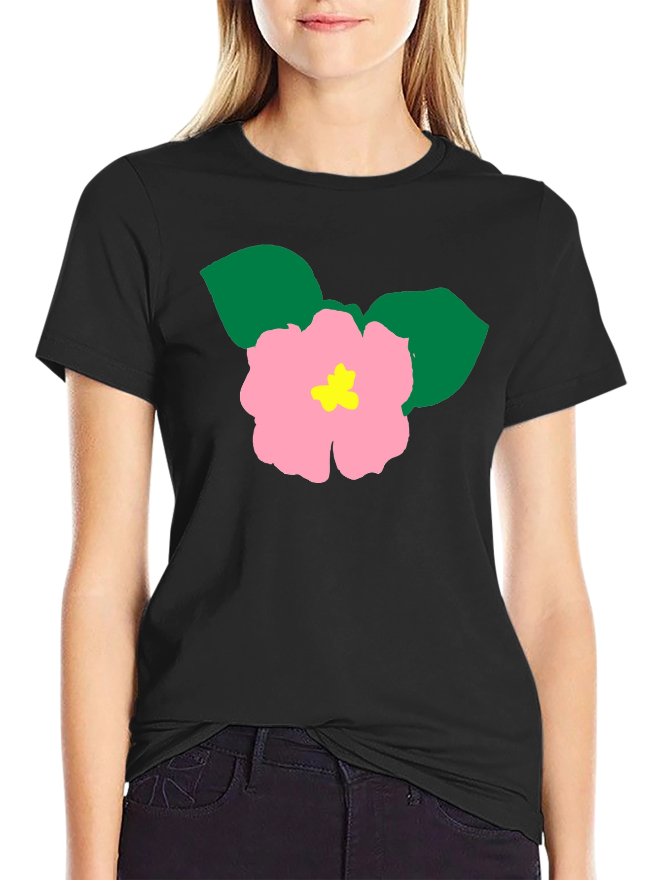 Floral Graphic Tee - Black Cotton Blend