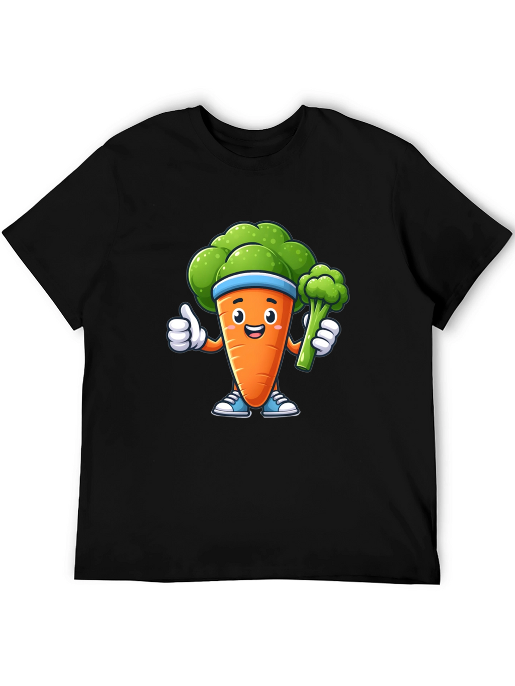 Fun Carrot & Broccoli Cartoon Graphic Tee