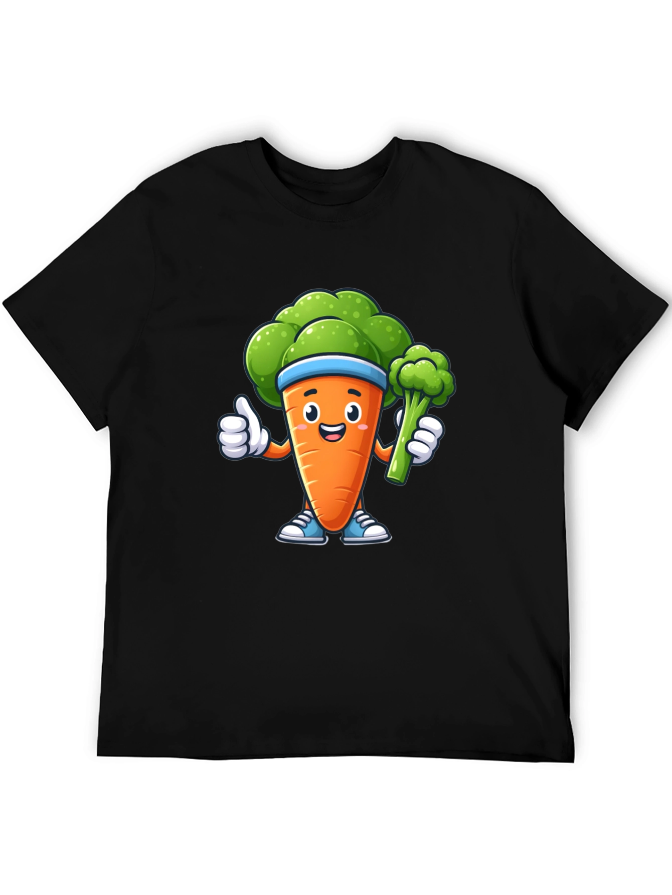 Fun Carrot & Broccoli Cartoon Graphic Tee