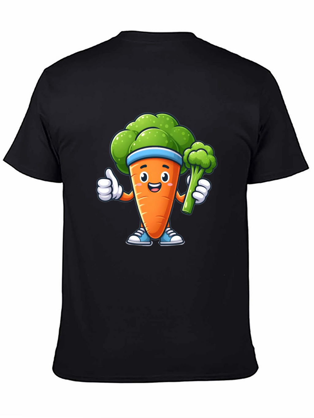 Fun Carrot & Broccoli Cartoon Graphic Tee