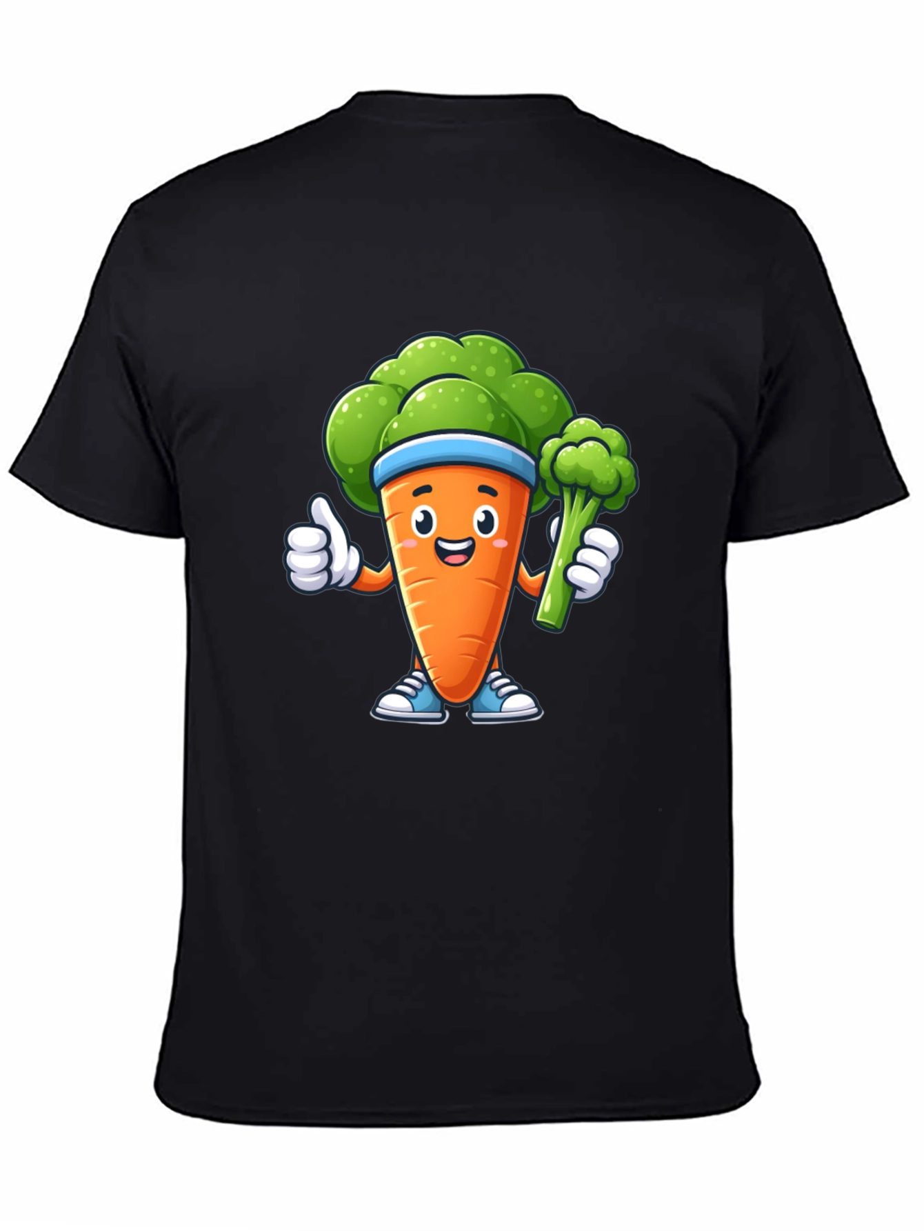 Fun Carrot & Broccoli Cartoon Graphic Tee