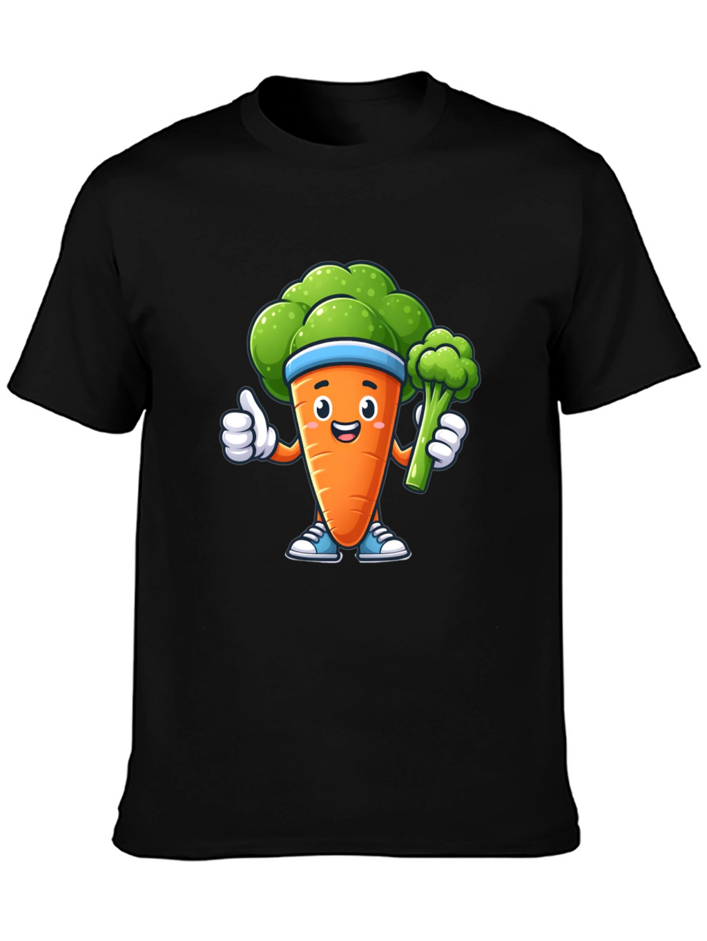 Fun Carrot & Broccoli Cartoon Graphic Tee