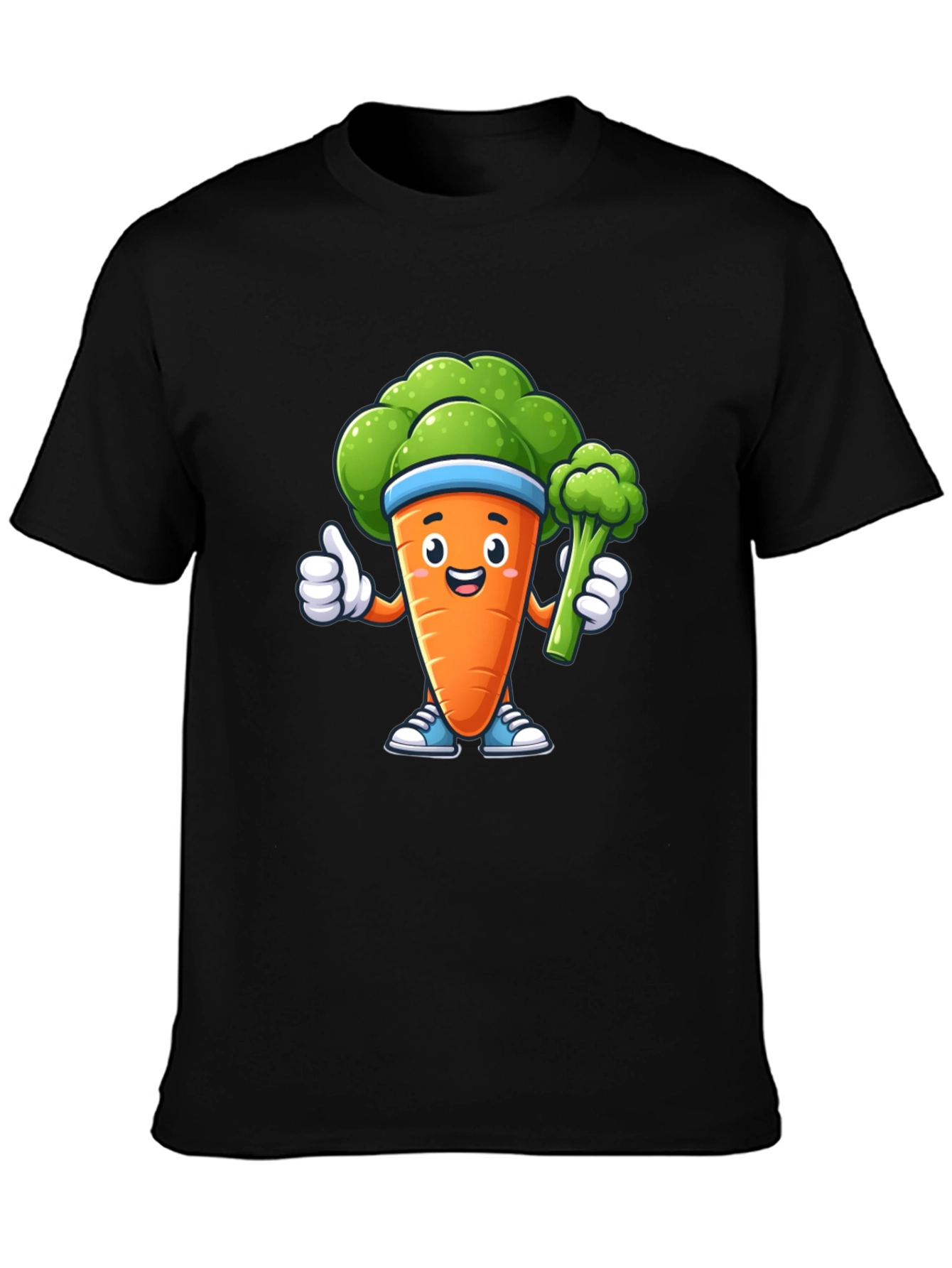 Fun Carrot & Broccoli Cartoon Graphic Tee