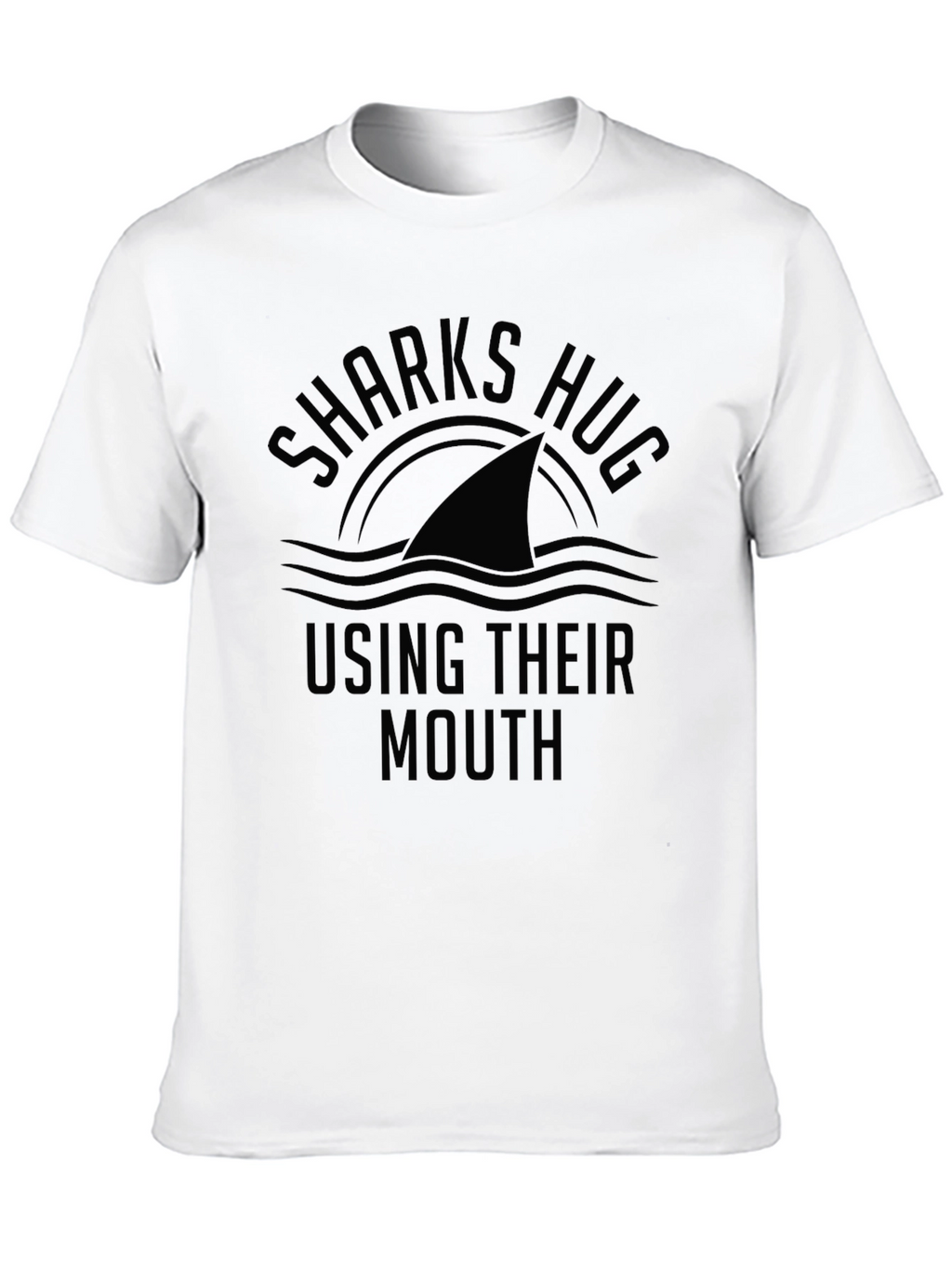 Sharks Hug Graphic Black T-Shirt Funny Shark Lover Tee