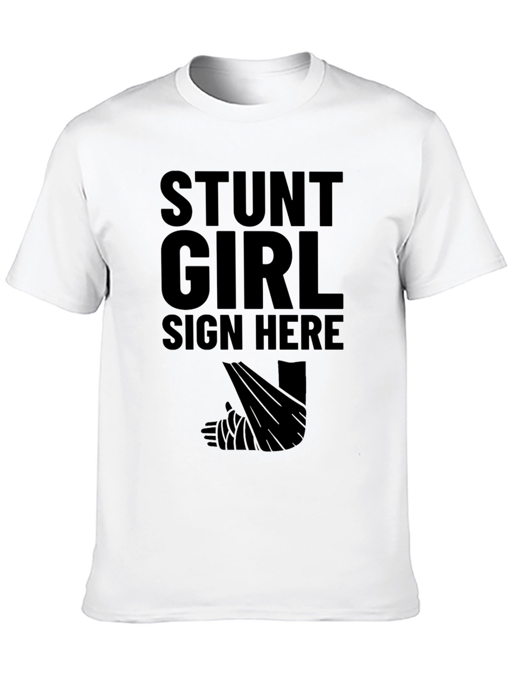 Stunt Girl Sign Here Black T-Shirt