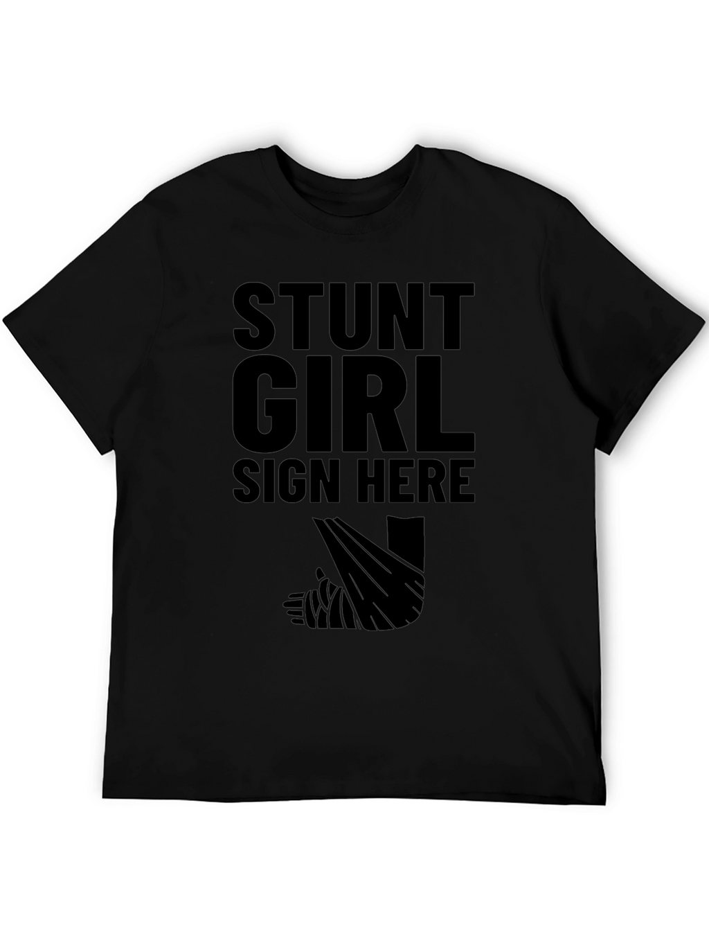 Stunt Girl Sign Here Black T-Shirt