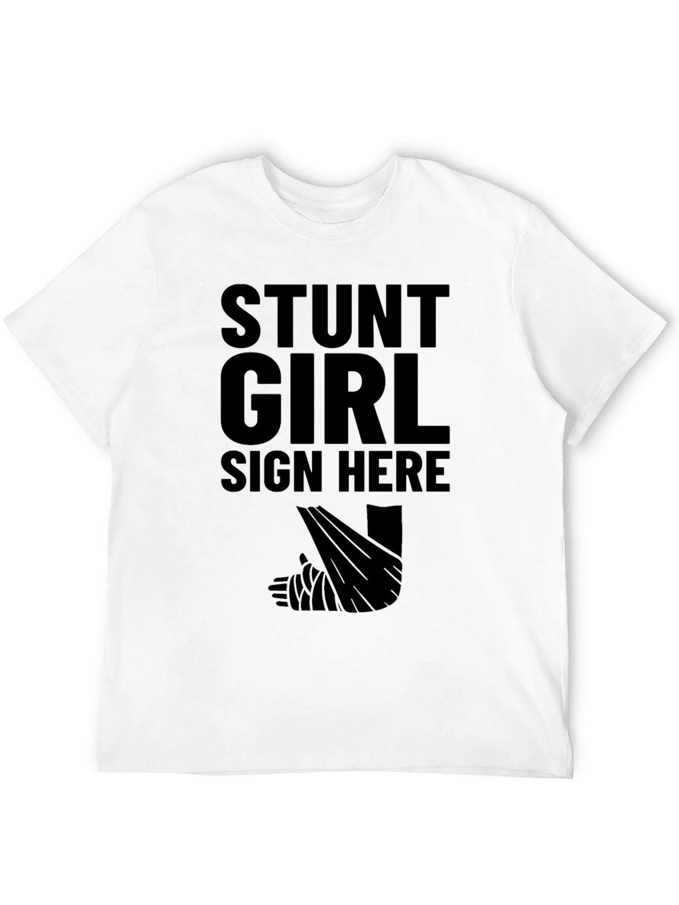 Stunt Girl Sign Here Black T-Shirt