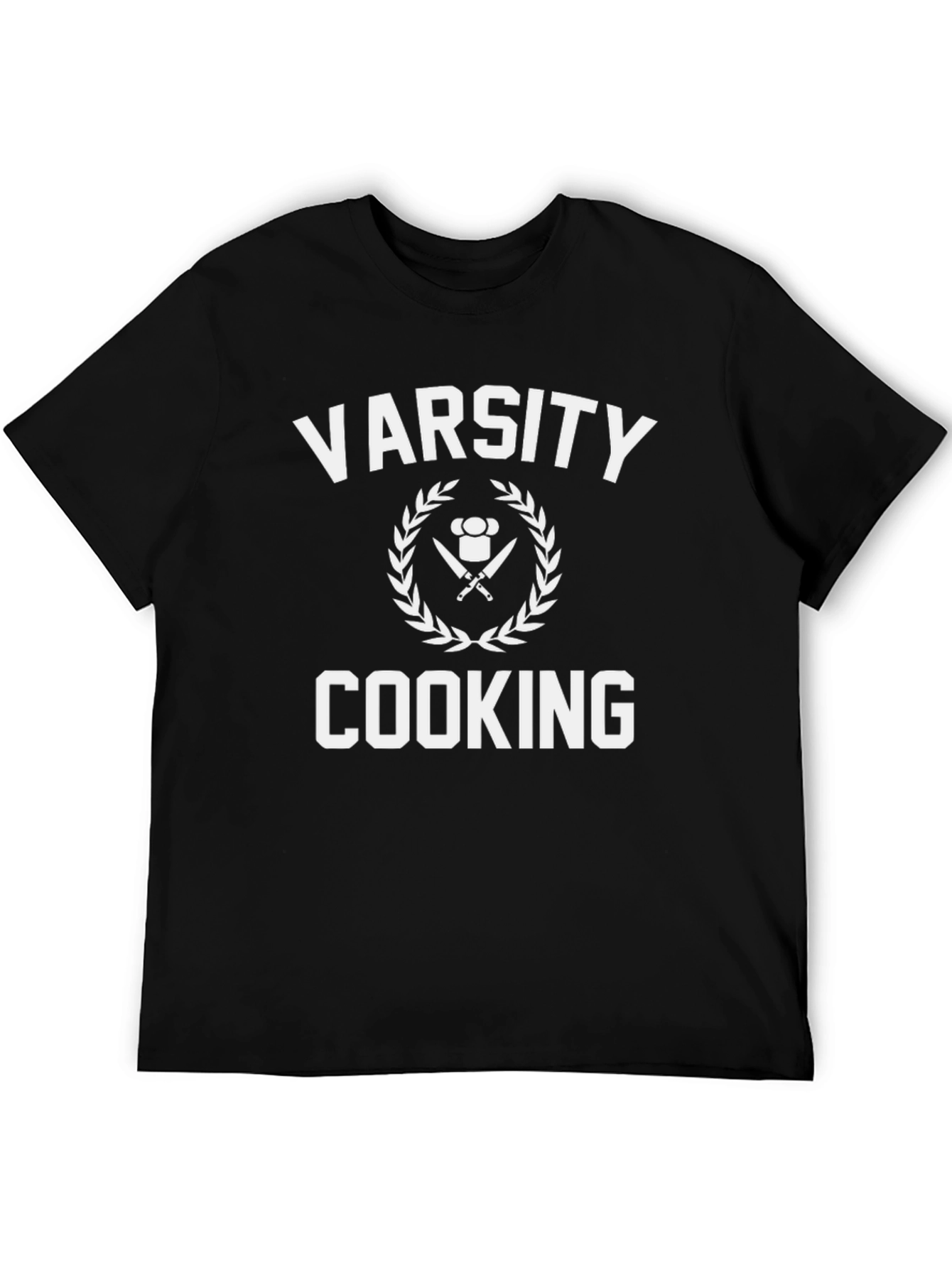 Varsity Cooking T-Shirt - Chefs Knife & Hat Design