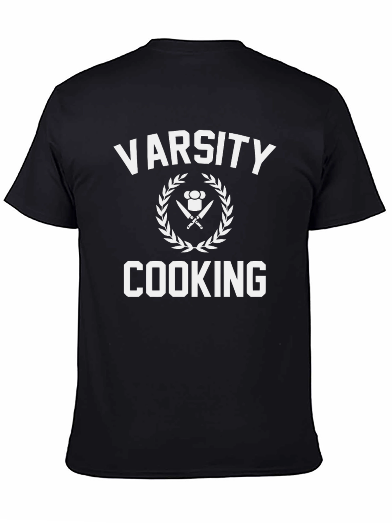Varsity Cooking T-Shirt - Chefs Knife & Hat Design