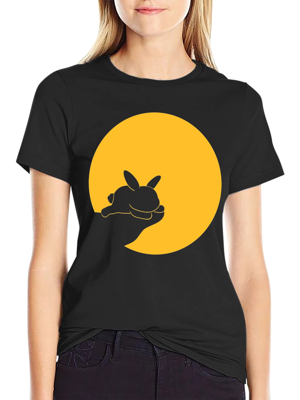 Bunny Silhouette Graphic Tee - Black