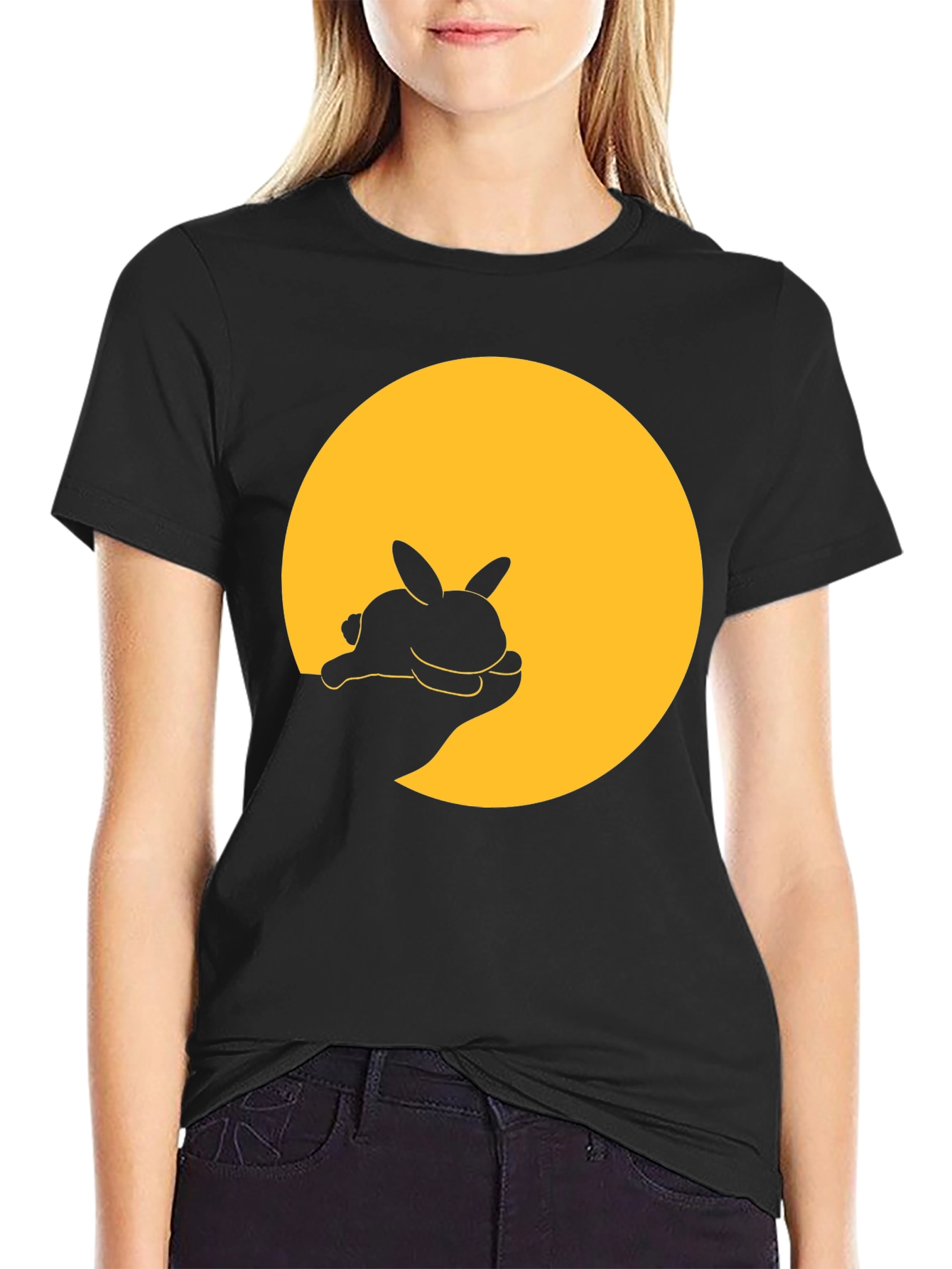 Bunny Silhouette Graphic Tee - Black