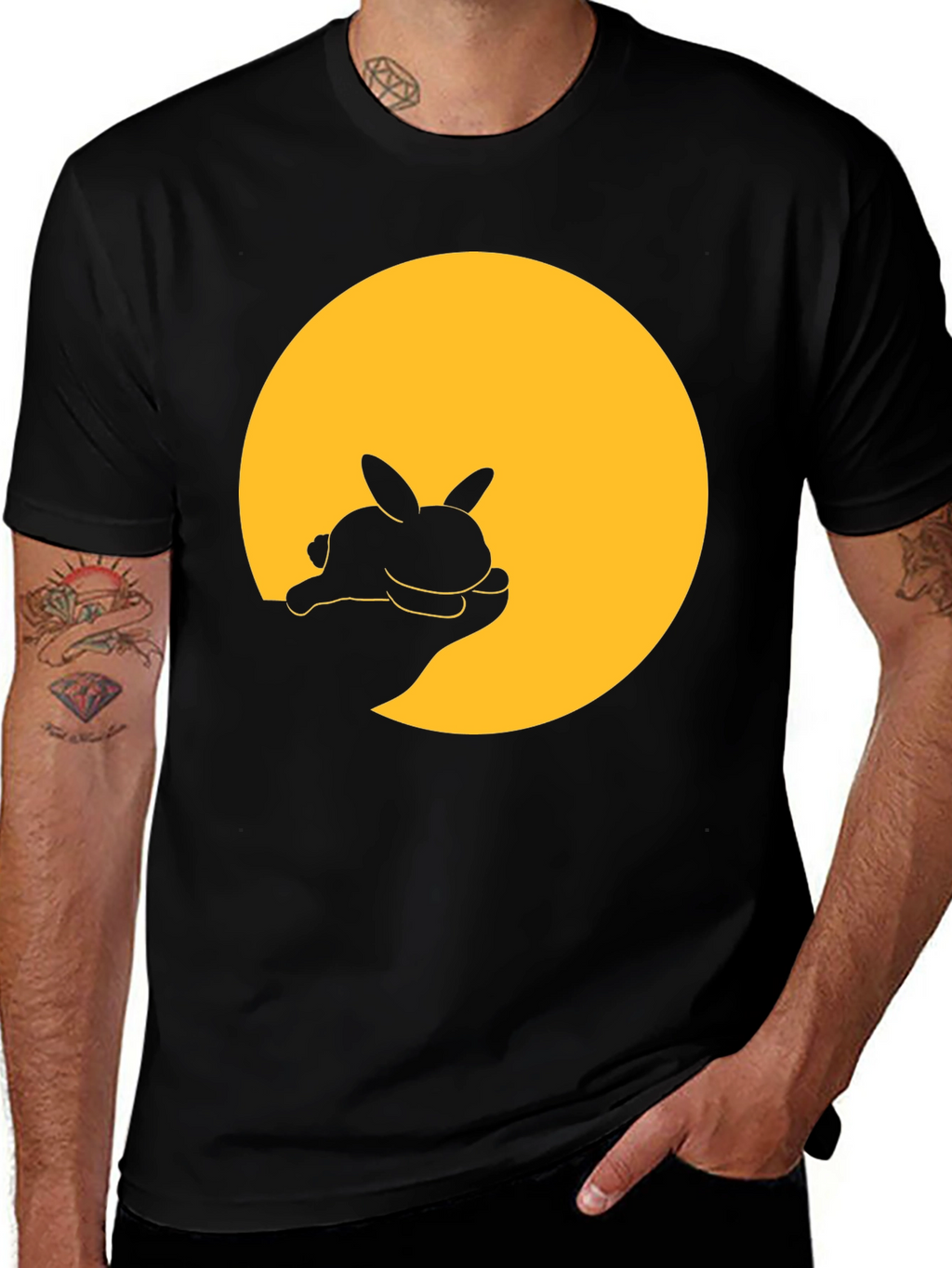 Bunny Silhouette Graphic Tee - Black