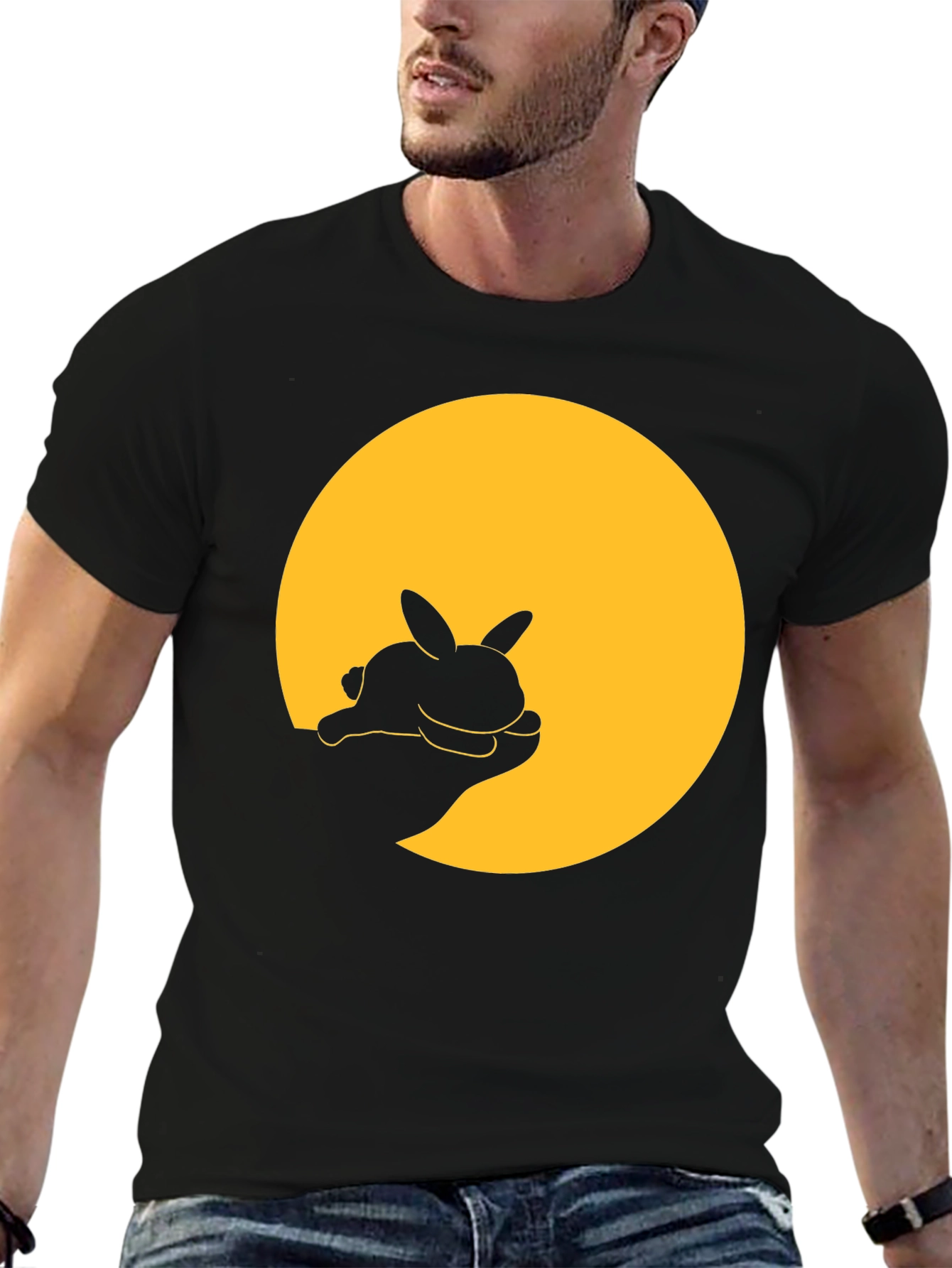 Bunny Silhouette Graphic Tee - Black
