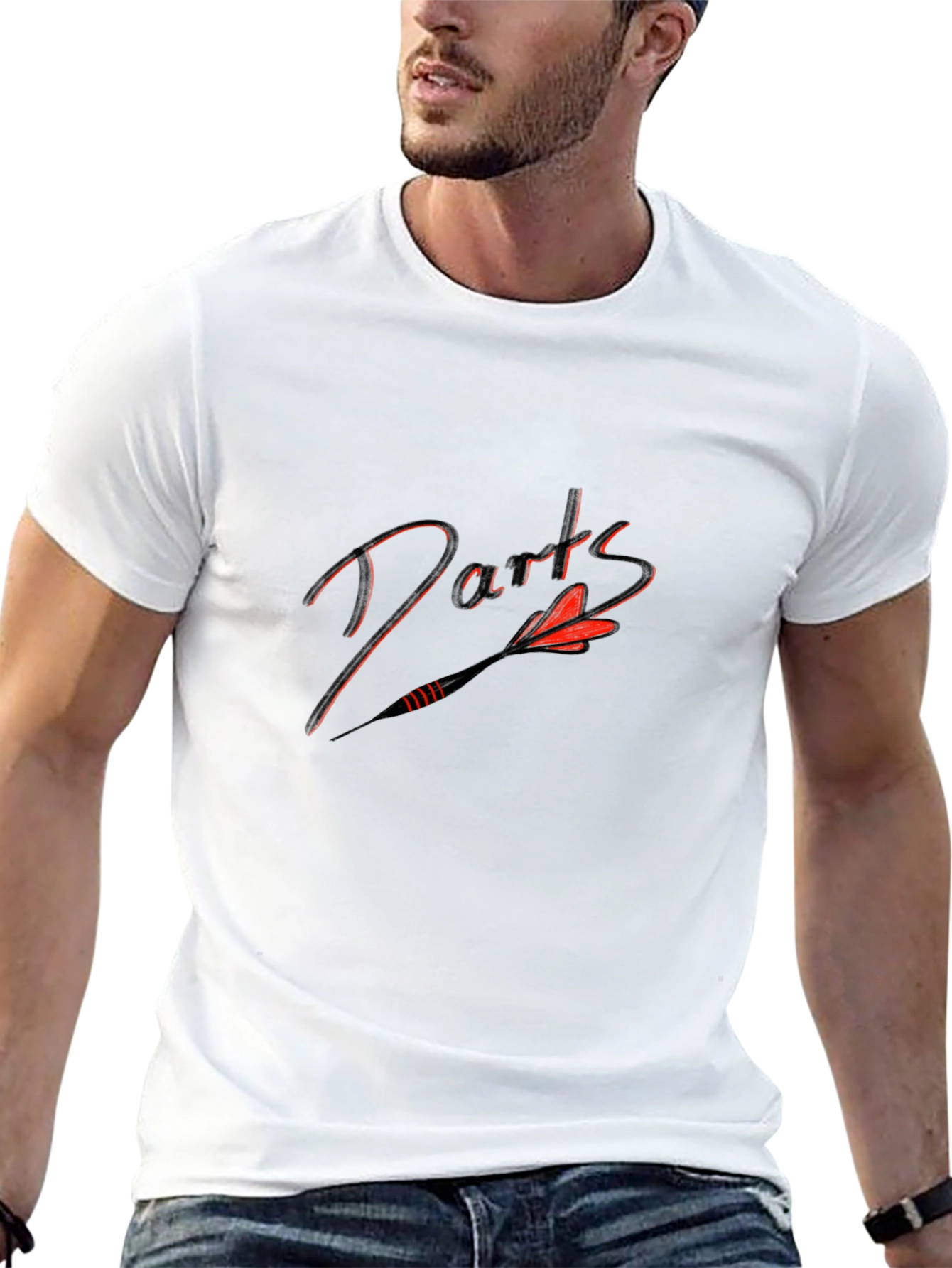 Darts Graphic Tee - Black Cotton Blend T-Shirt