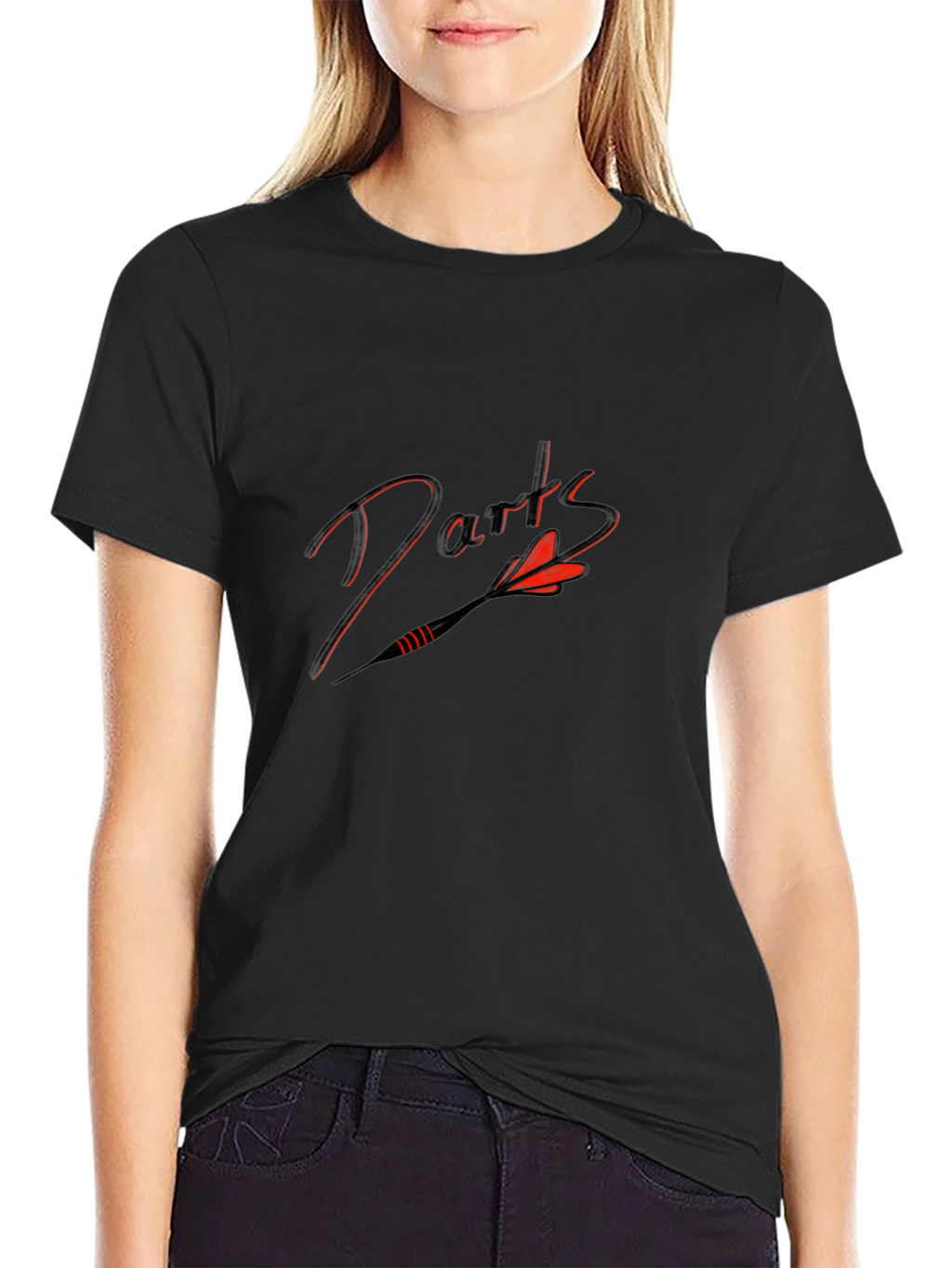 Darts Graphic Tee - Black Cotton Blend T-Shirt