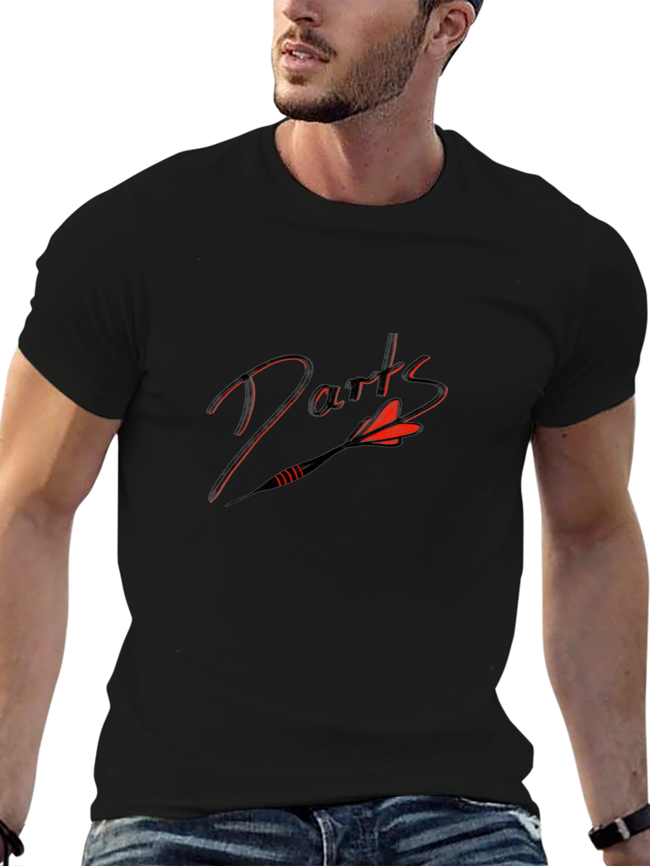 Darts Graphic Tee - Black Cotton Blend T-Shirt