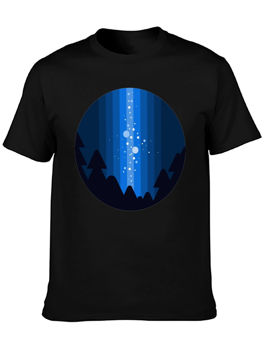 Night Sky T-Shirt - Geometric Tree & Star Design