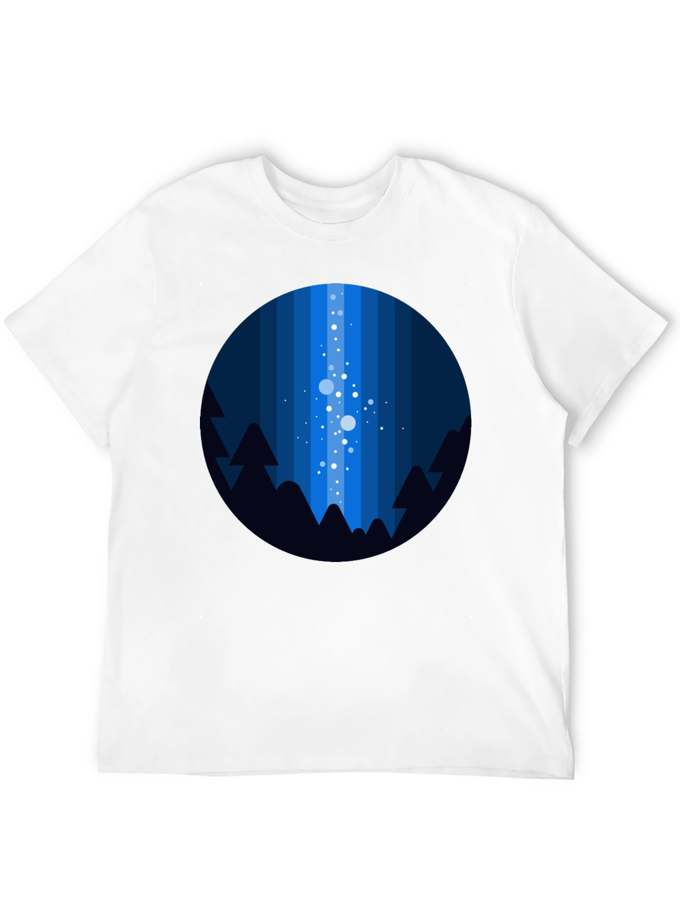 Night Sky T-Shirt - Geometric Tree & Star Design