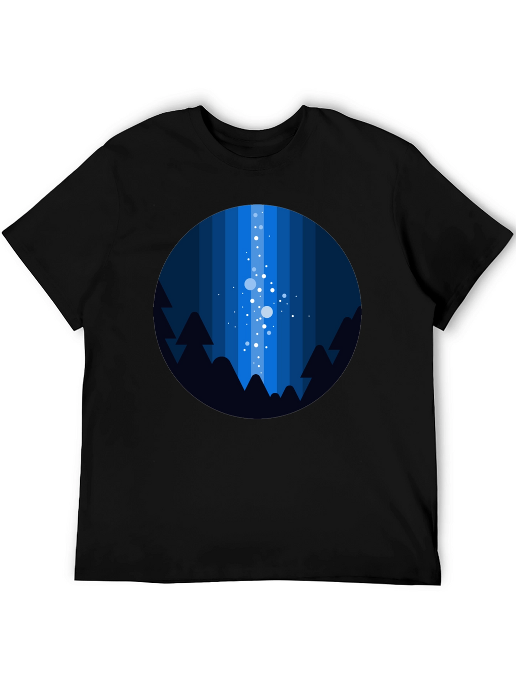 Night Sky T-Shirt - Geometric Tree & Star Design