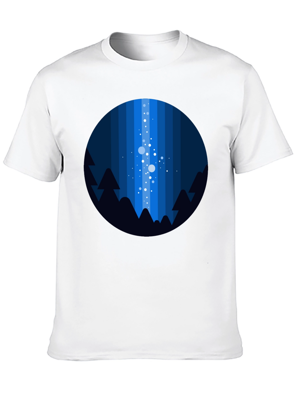 Night Sky T-Shirt - Geometric Tree & Star Design