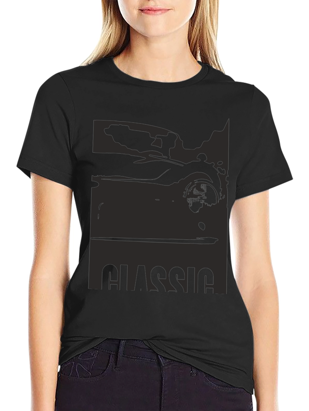 Classic Car Silhouette Graphic Tee - Black