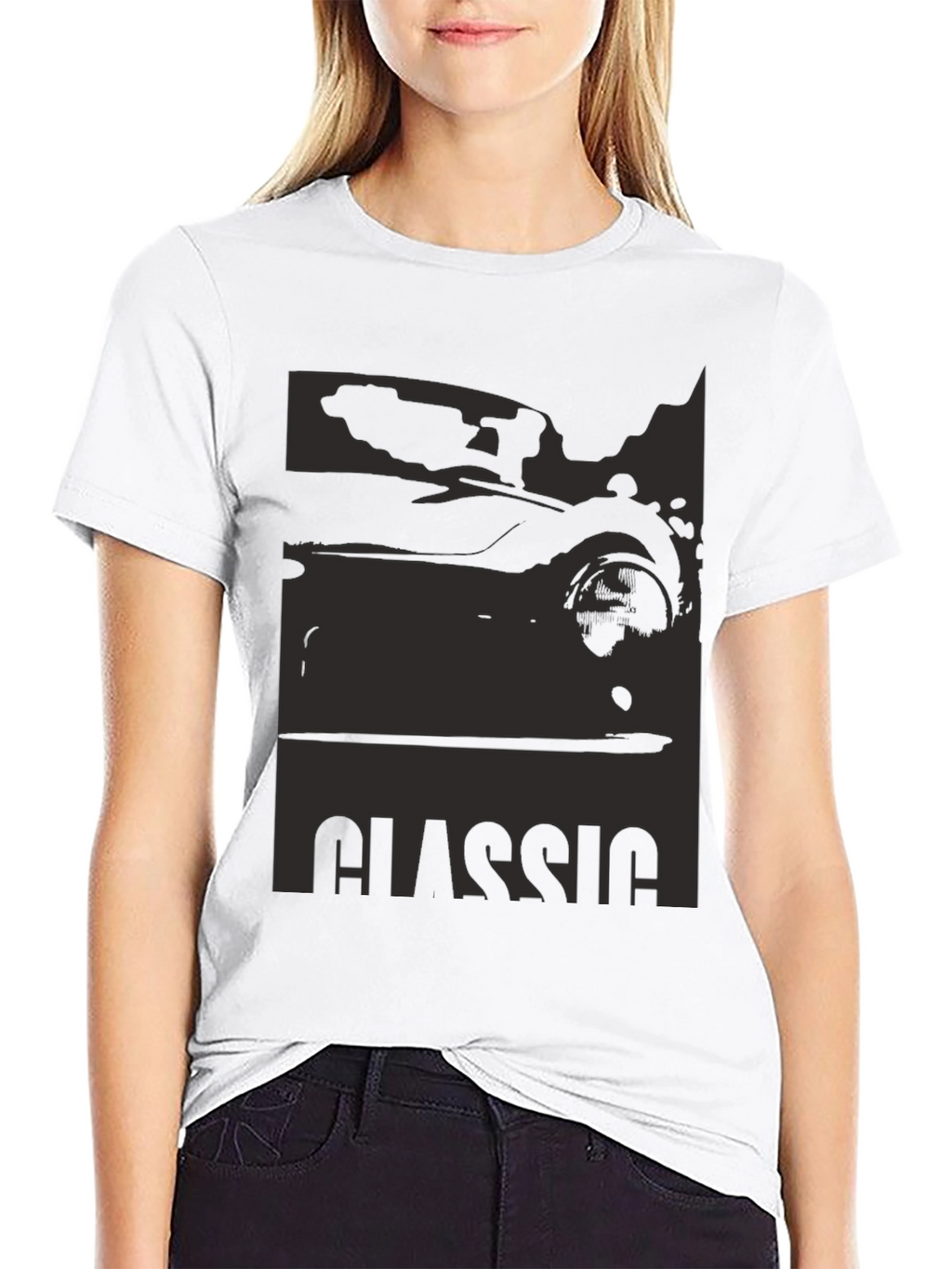Classic Car Silhouette Graphic Tee - Black