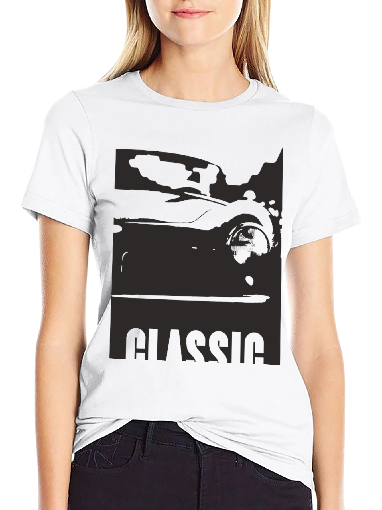 Classic Car Silhouette Graphic Tee - Black