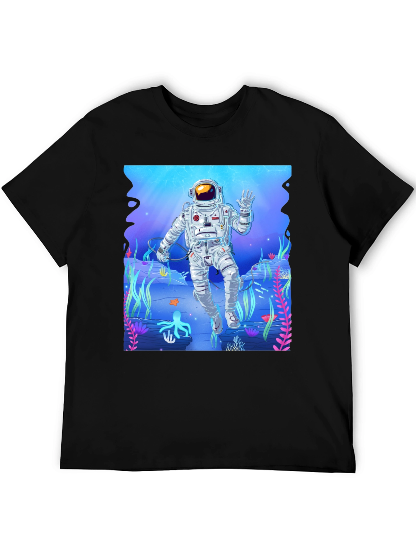 Astronaut Ocean Graphic Tee - Black Casual T-Shirt