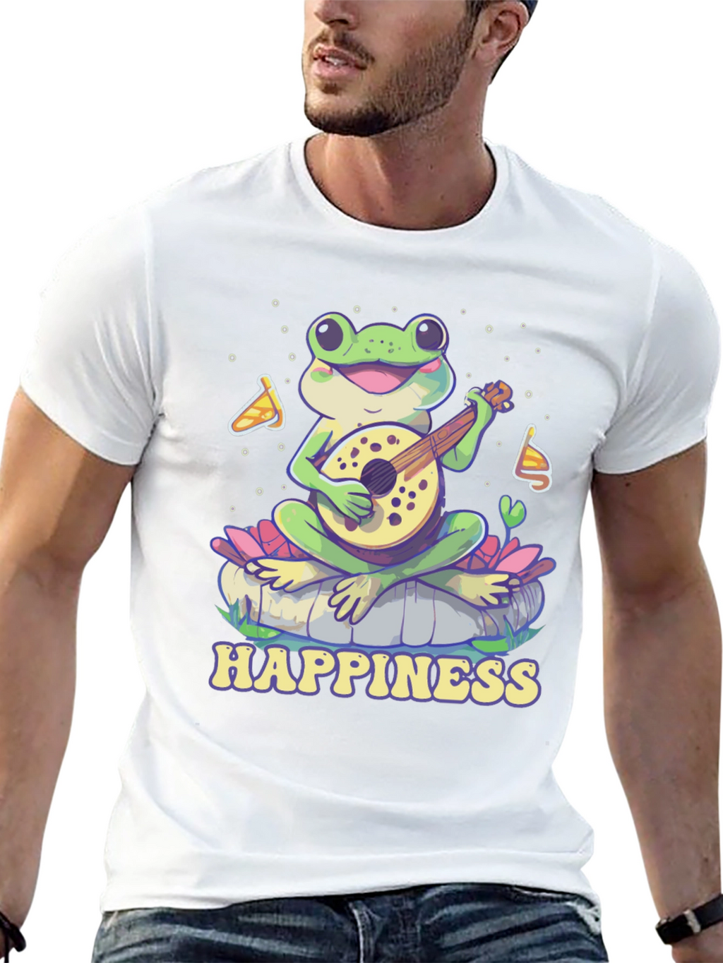 Happiness Frog T-Shirt - Musical Frog Graphic Tee