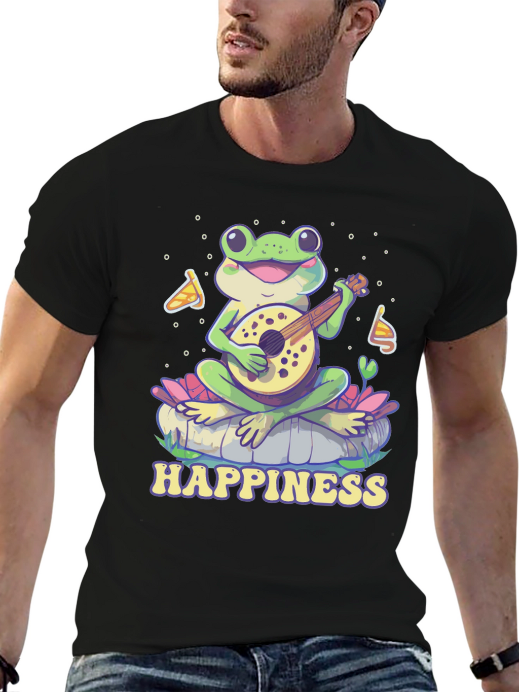 Happiness Frog T-Shirt - Musical Frog Graphic Tee