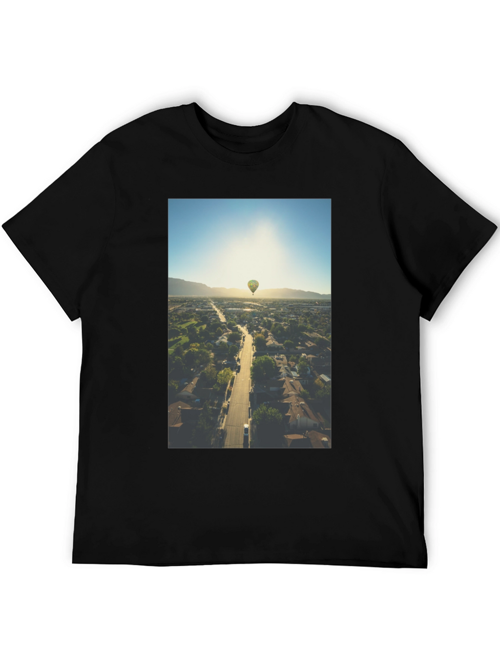 Hot Air Balloon Graphic Tee - Aerial View T-Shirt