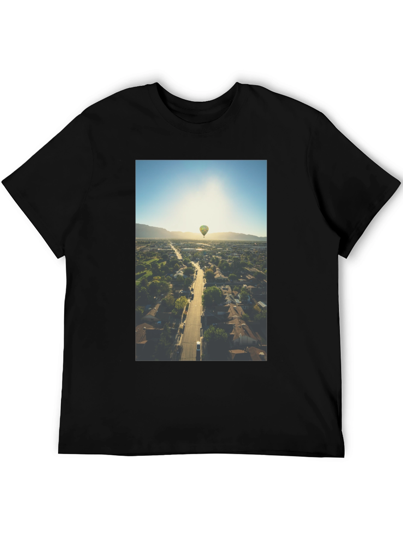 Hot Air Balloon Graphic Tee - Aerial View T-Shirt