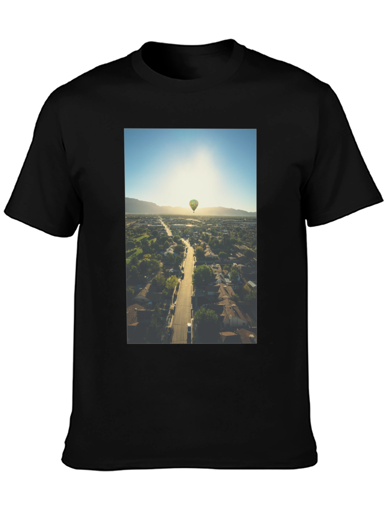 Hot Air Balloon Graphic Tee - Aerial View T-Shirt