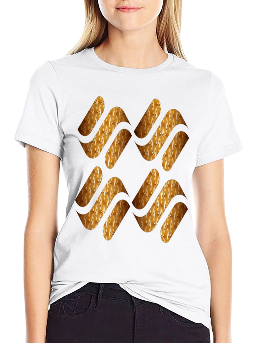 Stylish Black T-Shirt with Gold Pattern