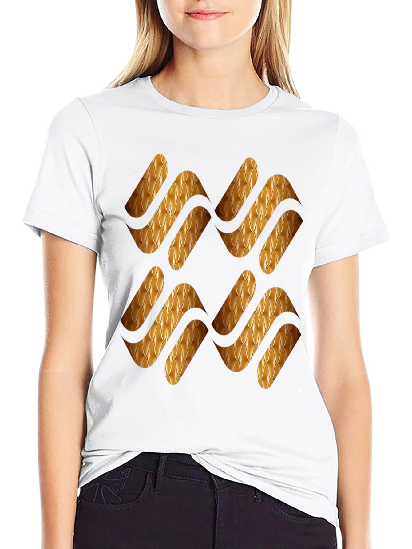 Stylish Black T-Shirt with Gold Pattern