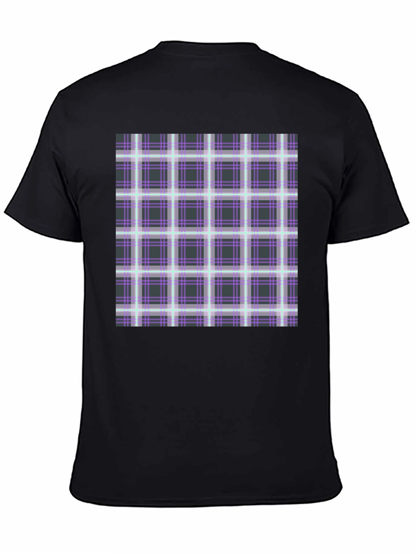 Plaid Graphic Print Black T-Shirt