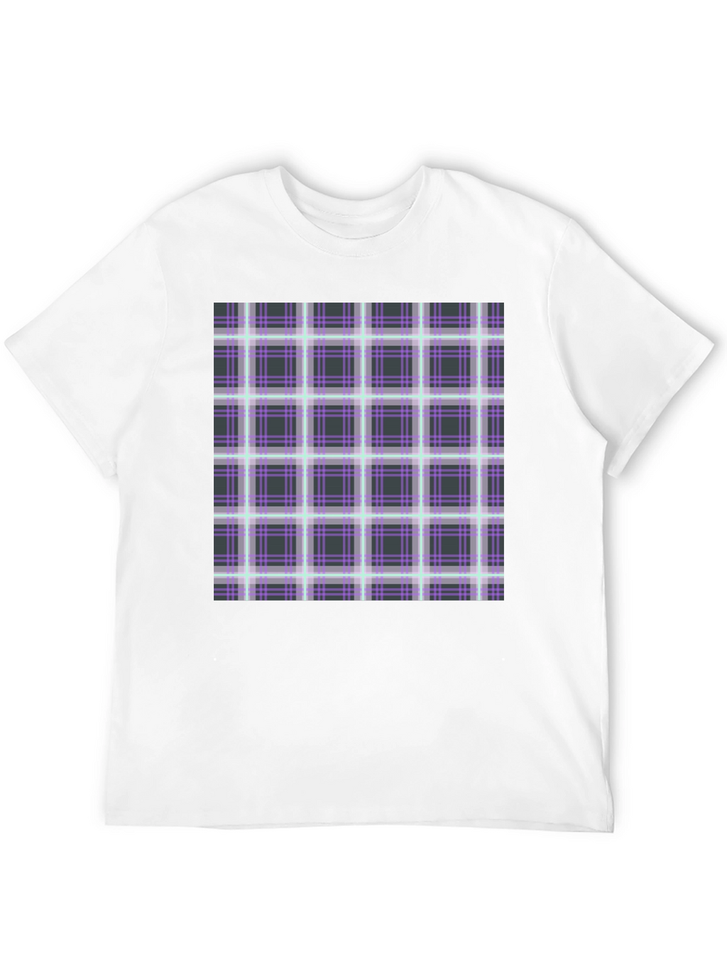 Plaid Graphic Print Black T-Shirt