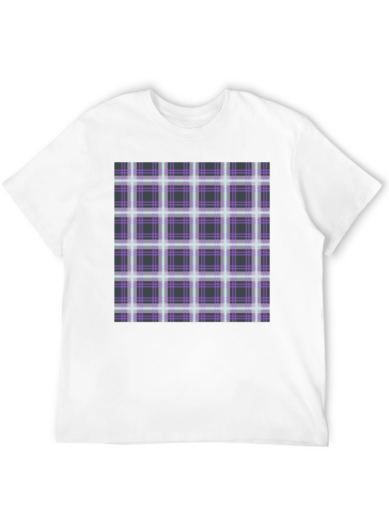 Plaid Graphic Print Black T-Shirt