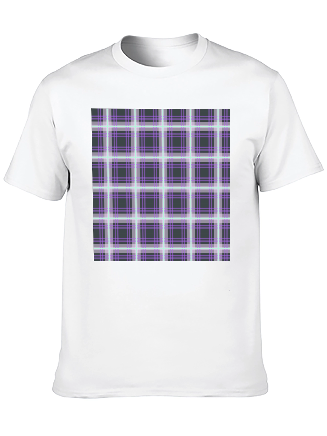 Plaid Graphic Print Black T-Shirt