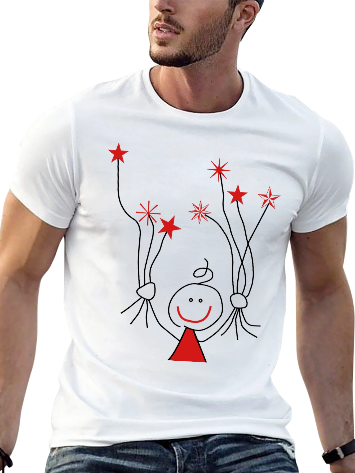 Novelty Stick Figure Star Graphic Tee