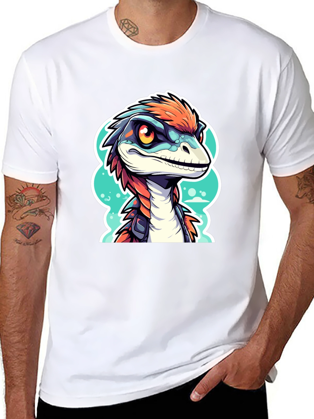 Dino Raptor Graphic Tee - Cool Cartoon Animal Shirt