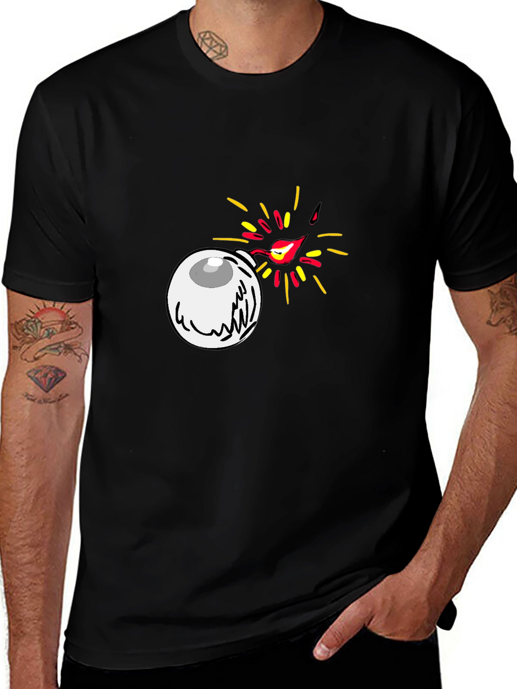 Eye Bomb Graphic Tee - Black Cotton T-Shirt