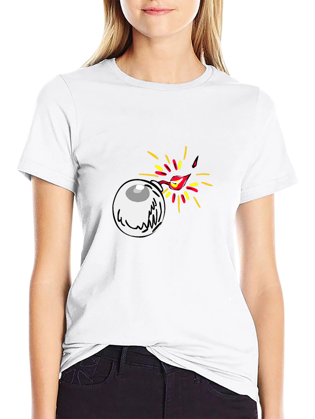 Eye Bomb Graphic Tee - Black Cotton T-Shirt