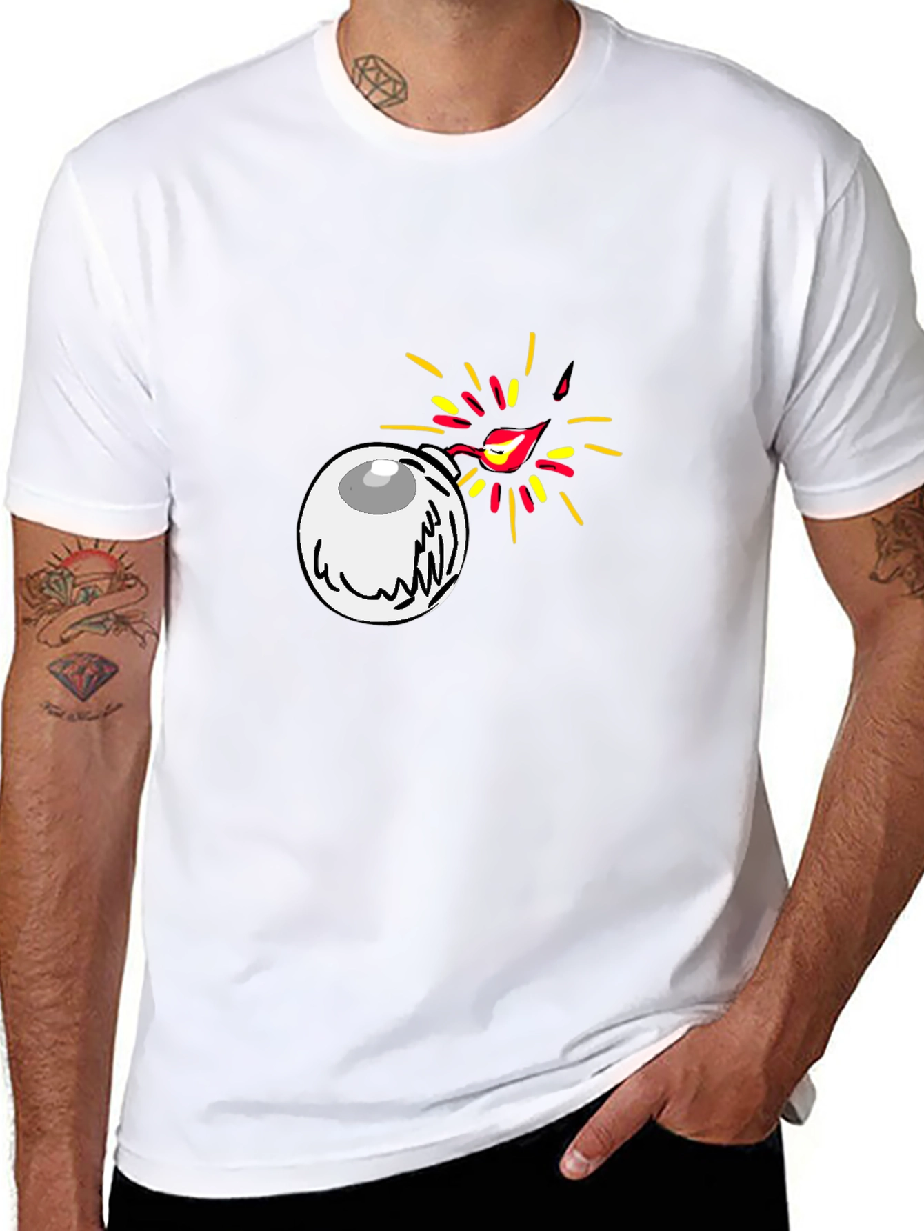 Eye Bomb Graphic Tee - Black Cotton T-Shirt