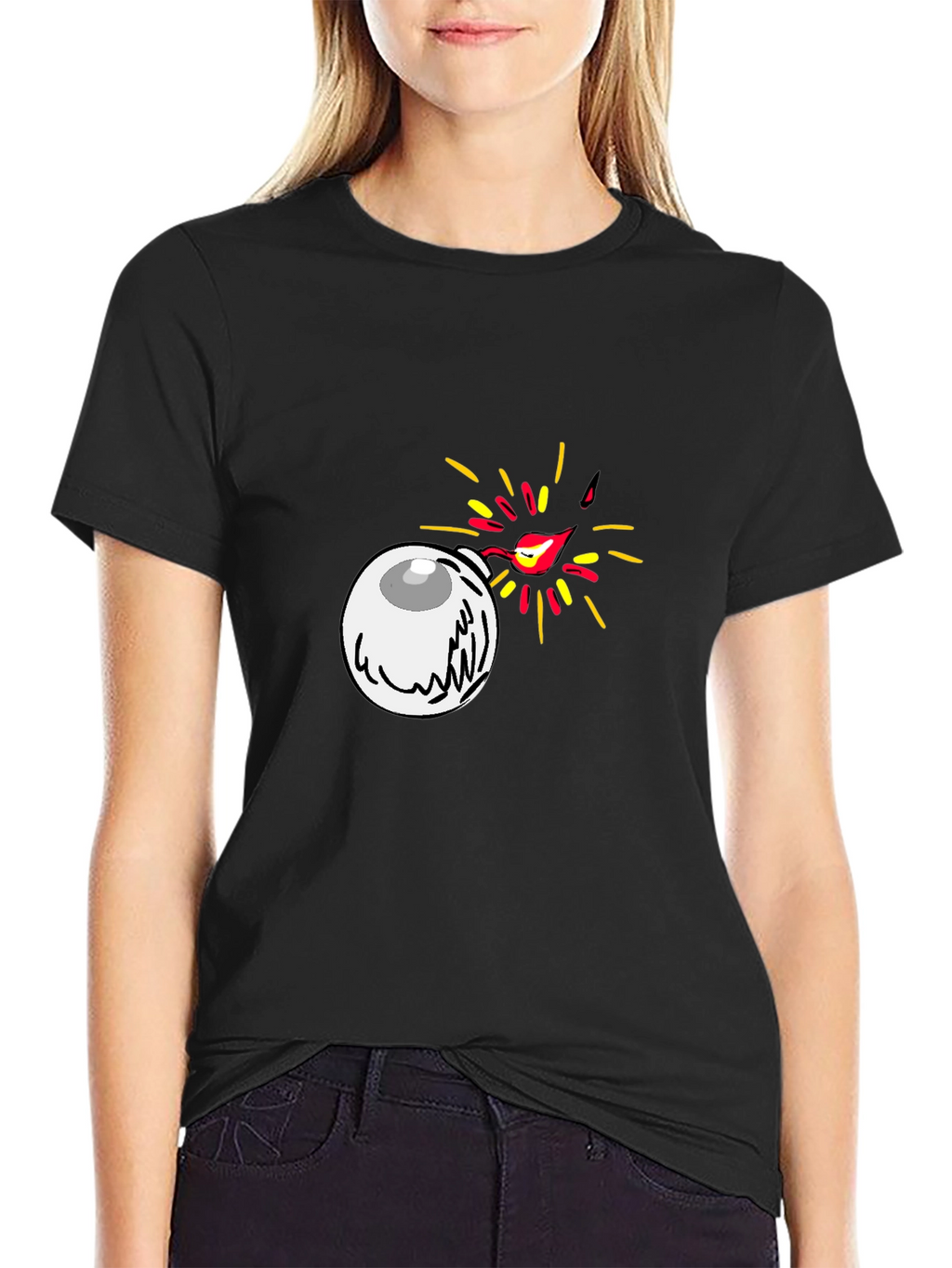 Eye Bomb Graphic Tee - Black Cotton T-Shirt