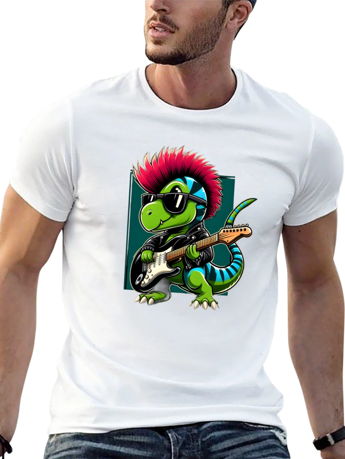 Punk Rock Dinosaur Guitarist T-Shirt