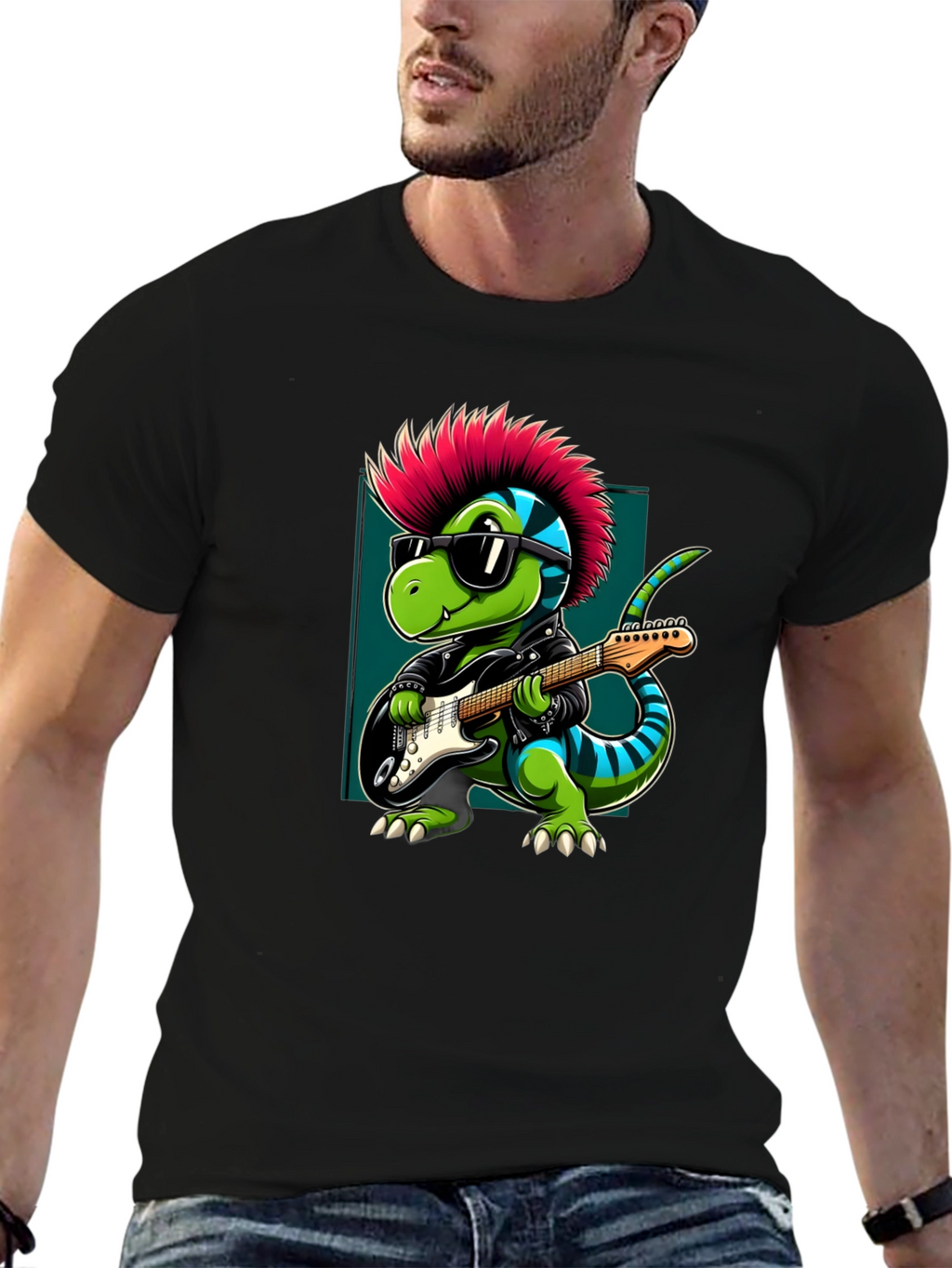 Punk Rock Dinosaur Guitarist T-Shirt