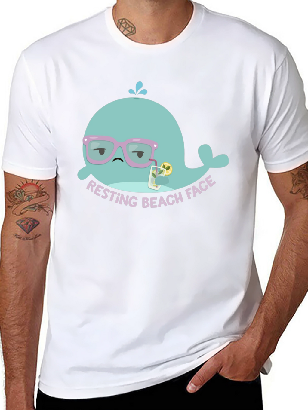 Resting Beach Face T-Shirt - Funny Cartoon Whale Tee