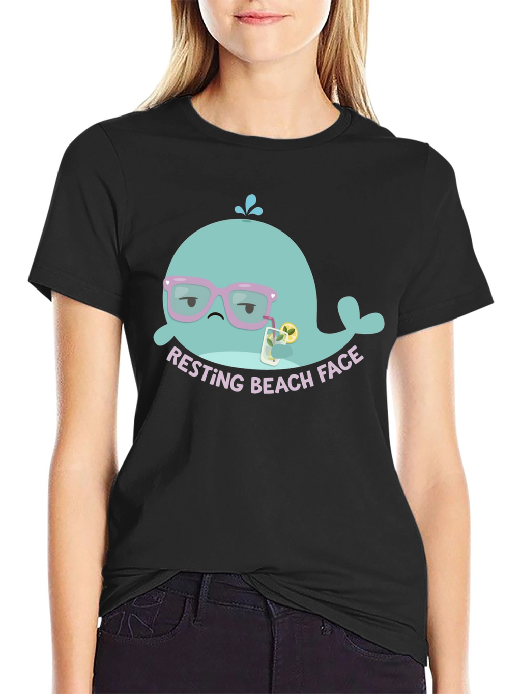Resting Beach Face T-Shirt - Funny Cartoon Whale Tee